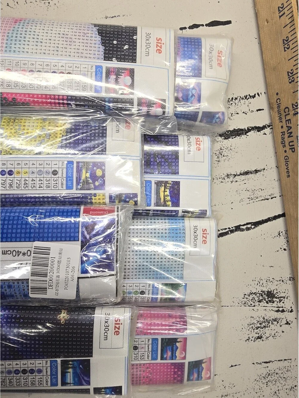 Lot of 8 Diamond Art Kits 30x30cm w Extra Drills Tools Accessories